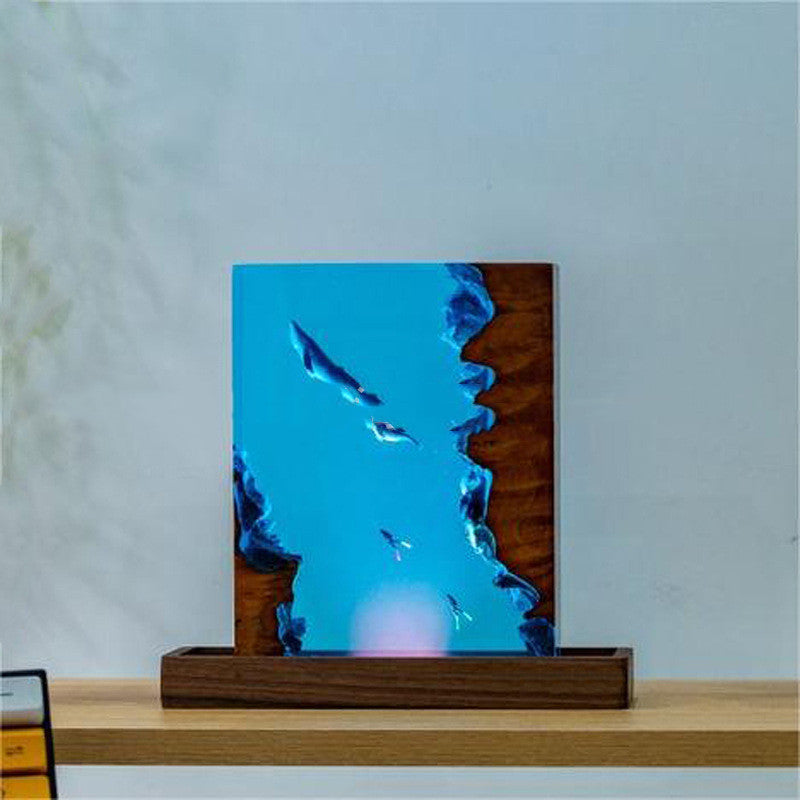 Creative Wood Epoxy Resin Whale Underwater World Small Night Lamp Real - Bellarte Enchanté Creative Wood Epoxy Resin Whale Underwater World Small Night Lamp Real